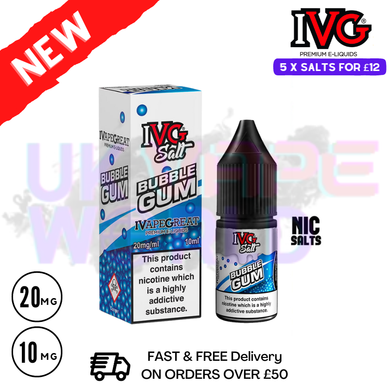 Bubblegum IVG Salt 10ml Nic Eliquid | ANY 5 FOR 12 Bubblegum IVG Salt 10ml Nic Eliquid | ANY 5 FOR 12