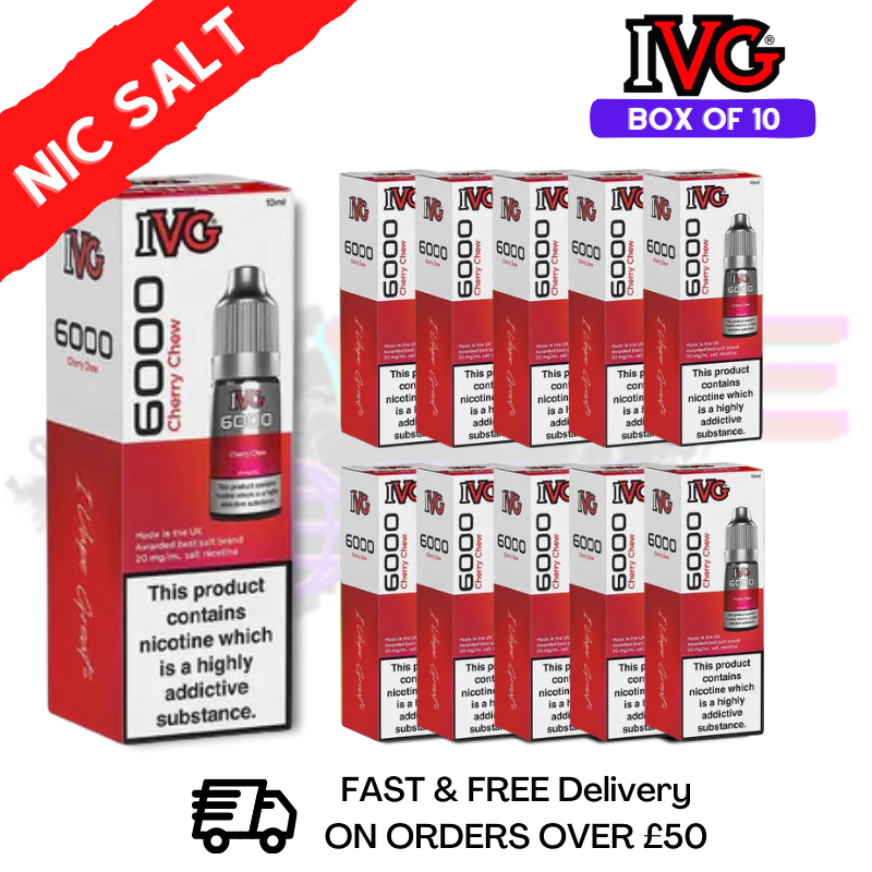 Shop Cherry Chew IVG 6000 Box Of 10 Nic Salt - UK Vape World