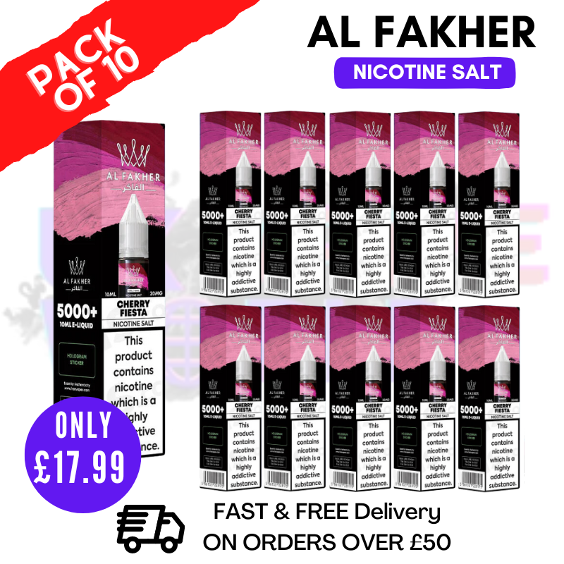Shop Cherry Fiesta Al Fakher 5000+ Nic Salt BOX OF 10 - UK Vape World