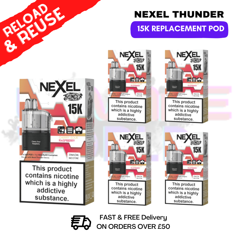 Cherry Sour Raspberry Nexel 15K REPLACEMENT PODS BOX OF 5 - UKVAPEWORLD