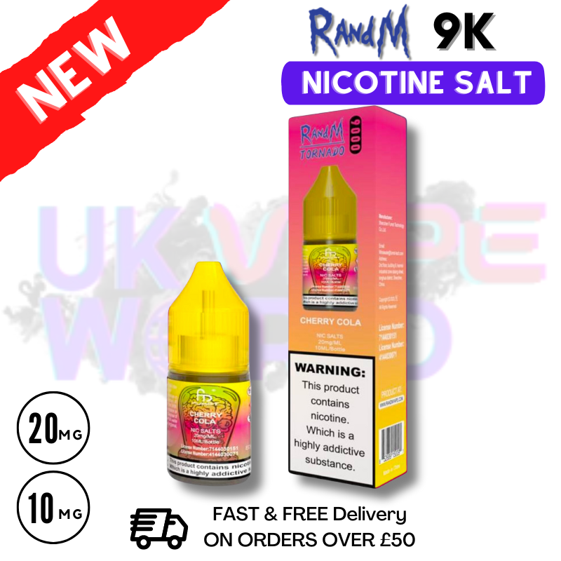 Shop Cherry Cola RandM Tornado 9000 Nic Salt 10ml eLiquid - UK Vape World