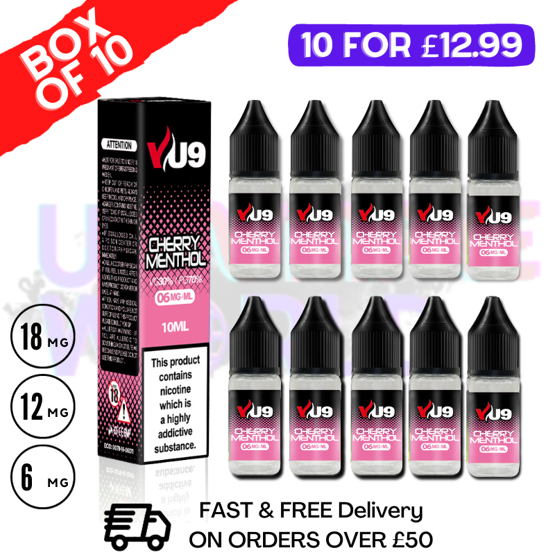 Cherry Menthol E-Liquid Juice 10ml Nic Eliquid - 10 x 10ML Bundle