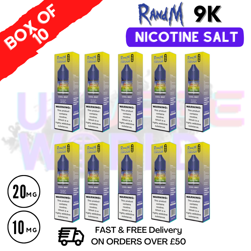 Cool Mint RandM 9000 Tornado Nic Salt Box of 10 - 15.99 Cool Mint RandM 9000 Tornado Nic Salt Box of 10 - 15.99