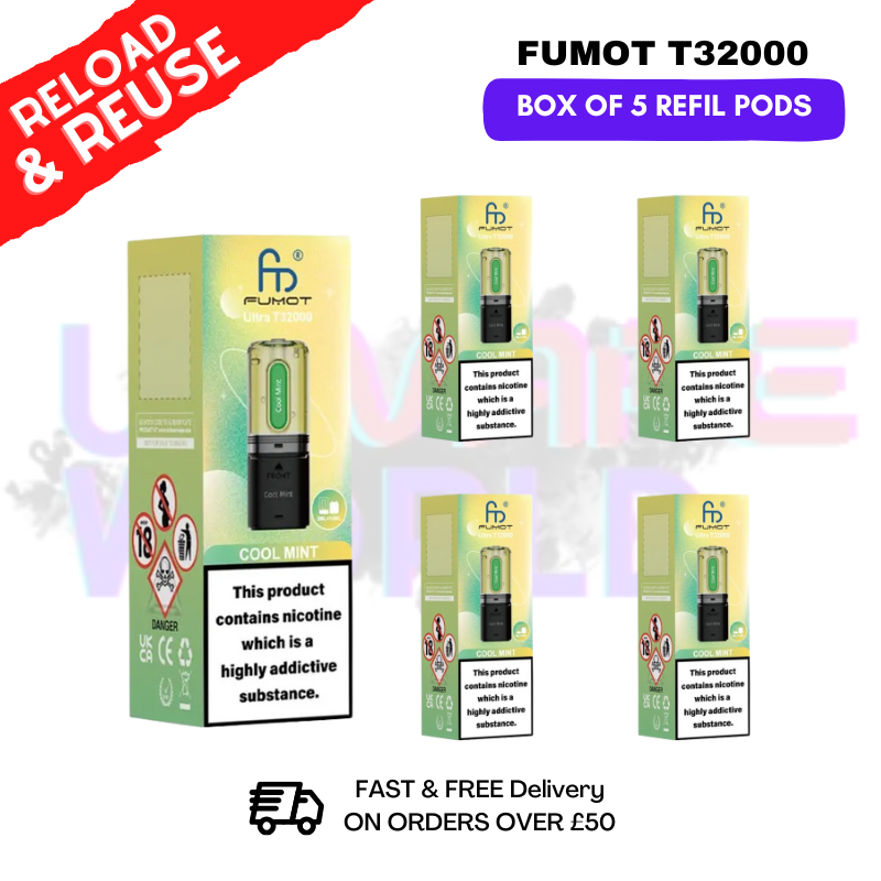 Shop Cool Mint Fumot T32000 REPLACEMENT PODS - BOX OF 5 - UK Vape World