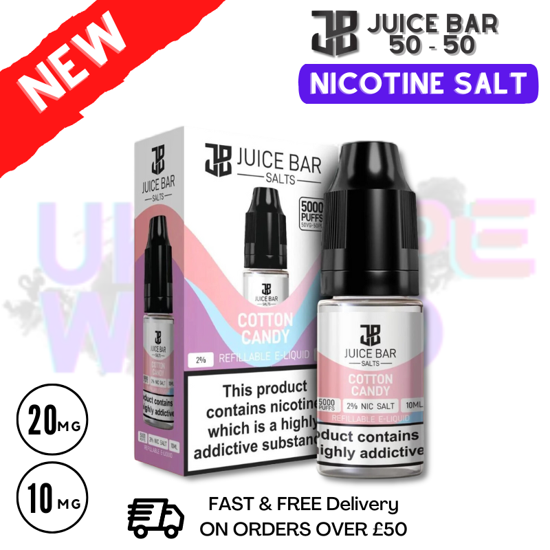 Shop Cotton Candy Juice Bar Nic Salt 10ML eLiquid Only £1.99 - UK Vape World