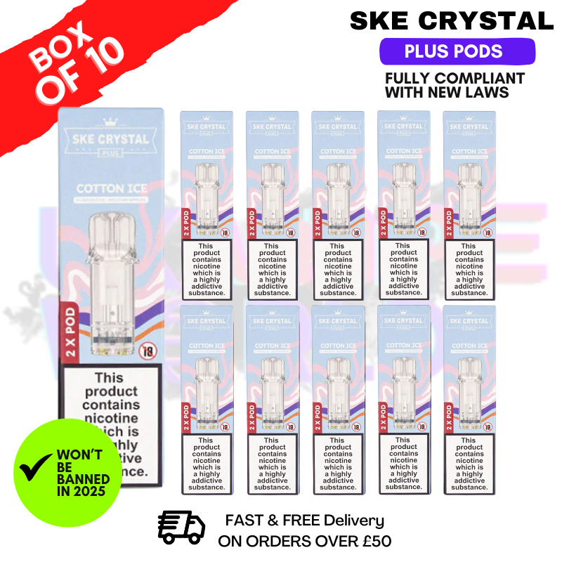 Cotton Ice SKE Crystal Plus Prefilled Pod Box Of 10 Cotton Ice SKE Crystal Plus Prefilled Pod Box Of 10