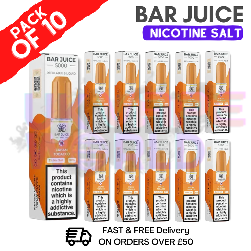elf bar vape uk Cream Tobacco Bar Juice 5000 Nic Salt | Box of 10