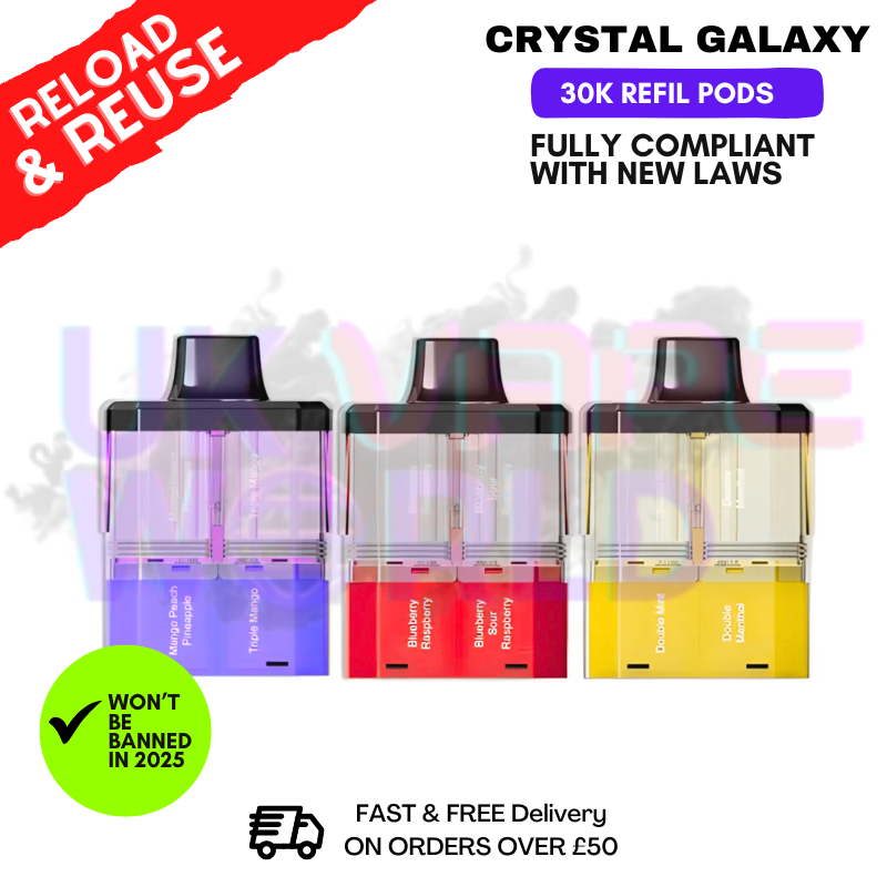 Shop Crystal Galaxy 30K Replacemen Pods Refils - £6.99 - UK Vape World