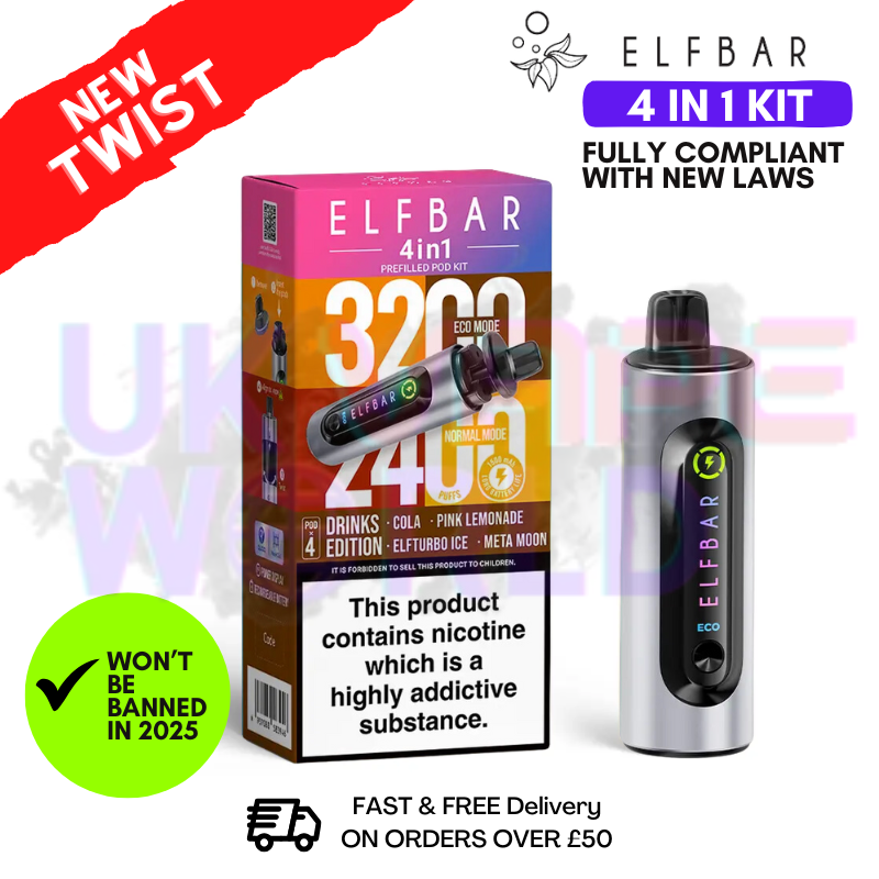 Drinks Edition Elf Bar 3200 & 2400 Puff (4 in 1) Prefilled Pod Kit Drinks Edition Elf Bar 3200 & 2400 Puff (4 in 1) Prefilled Pod Kit