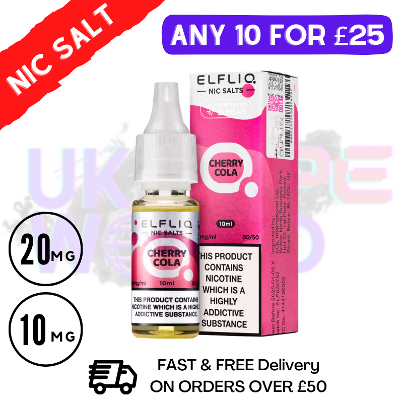ElfLiq 'Cherry Cola' Nic Salt 10ML eLiquid - 10 For 25