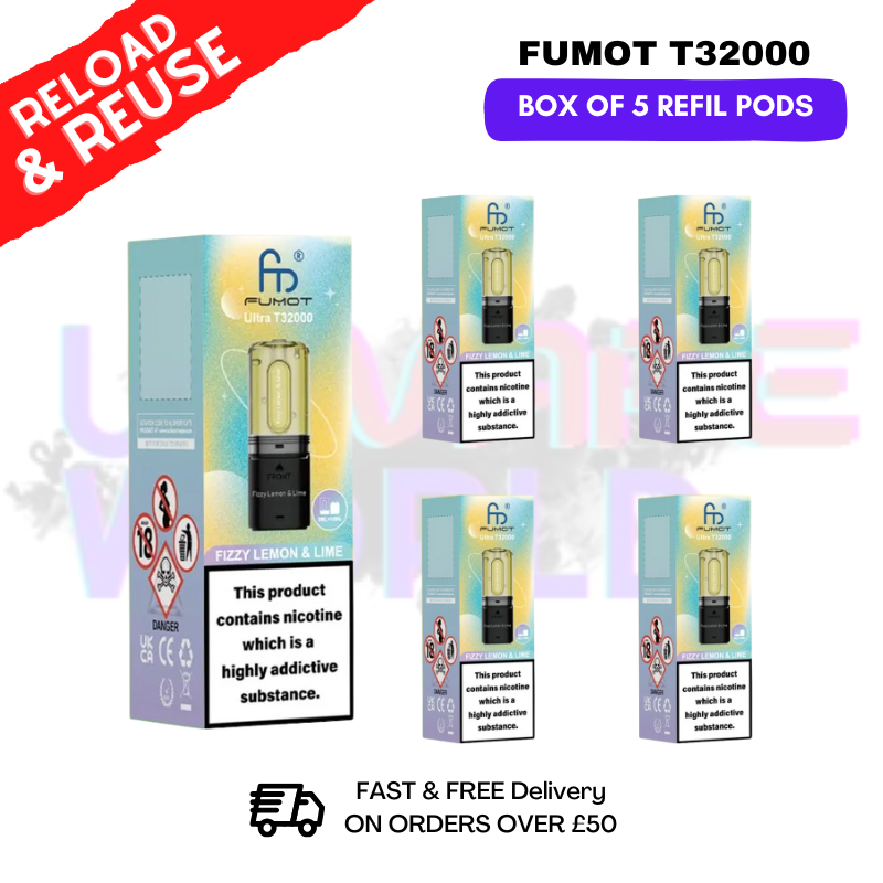 Fizzy Lemon Lime Fumot T32000 REPLACEMENT PODS - BOX OF 5 - UKVAPEWORLD