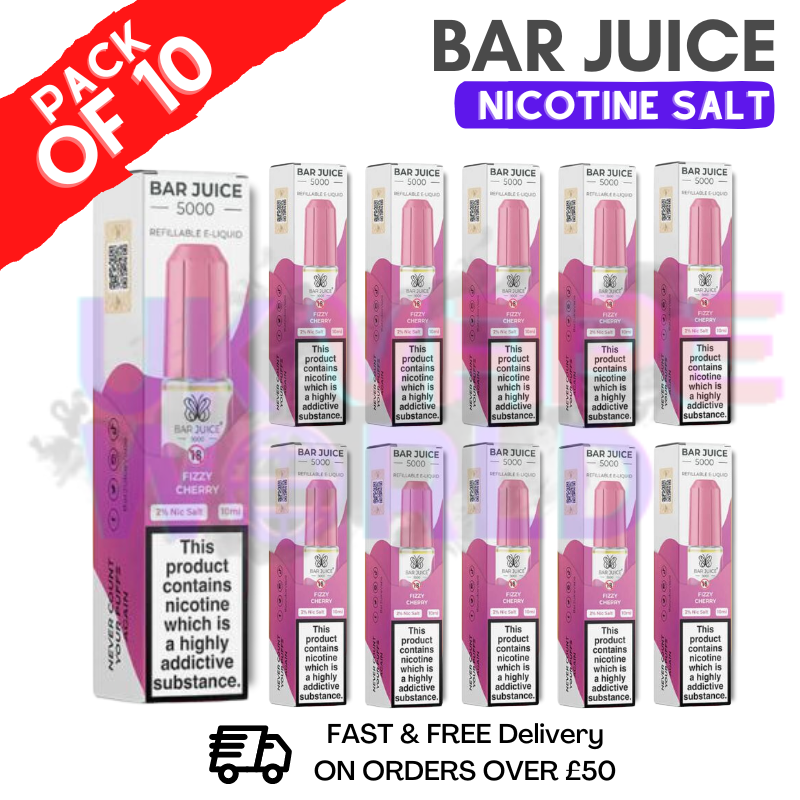 Shop Fizzy Cherry Bar Juice 5000 Nic Salt | Box of 10 | ONLY £15.99 - UK Vape World