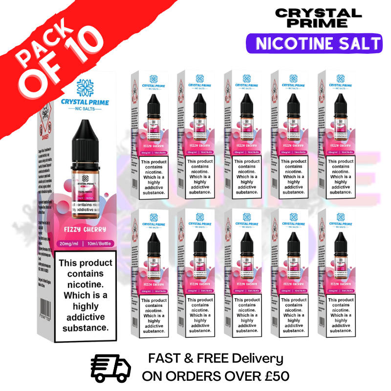 Fizzy Cherry Crystal Prime Nic Salt Box Of 10