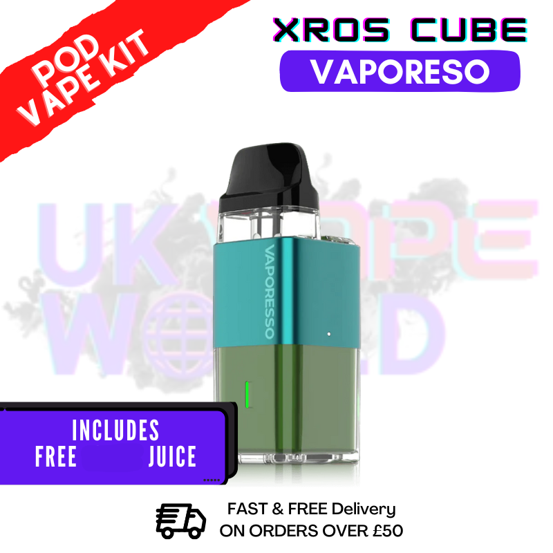 Forest Green Xros Cube Refillable Pod KIT + 5 BOTTLES FREE LIQUID