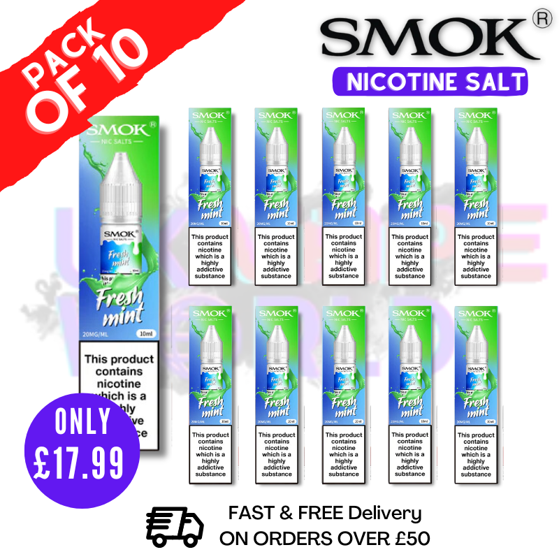 Fresh Mint Smok Nic Salt E Liquid BOX OF 10 - ONLY 17.99 Fresh Mint Smok Nic Salt E Liquid BOX OF 10 - ONLY 17.99