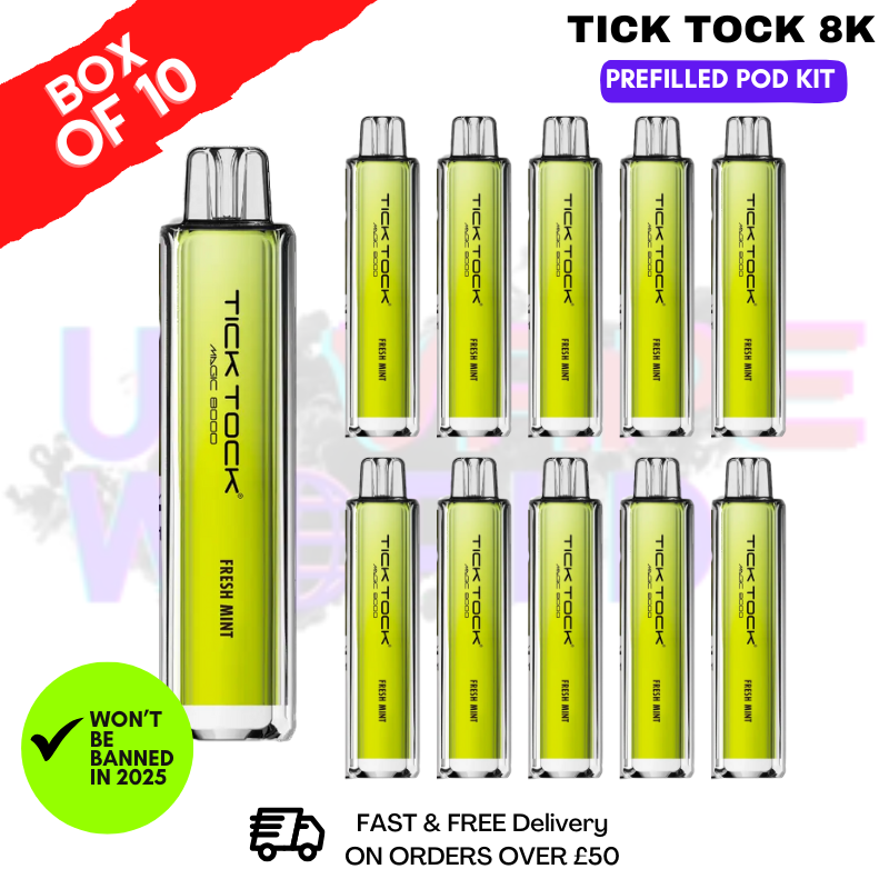 Fresh Mint Tick Tock Magic 8000 8K Box Of 10