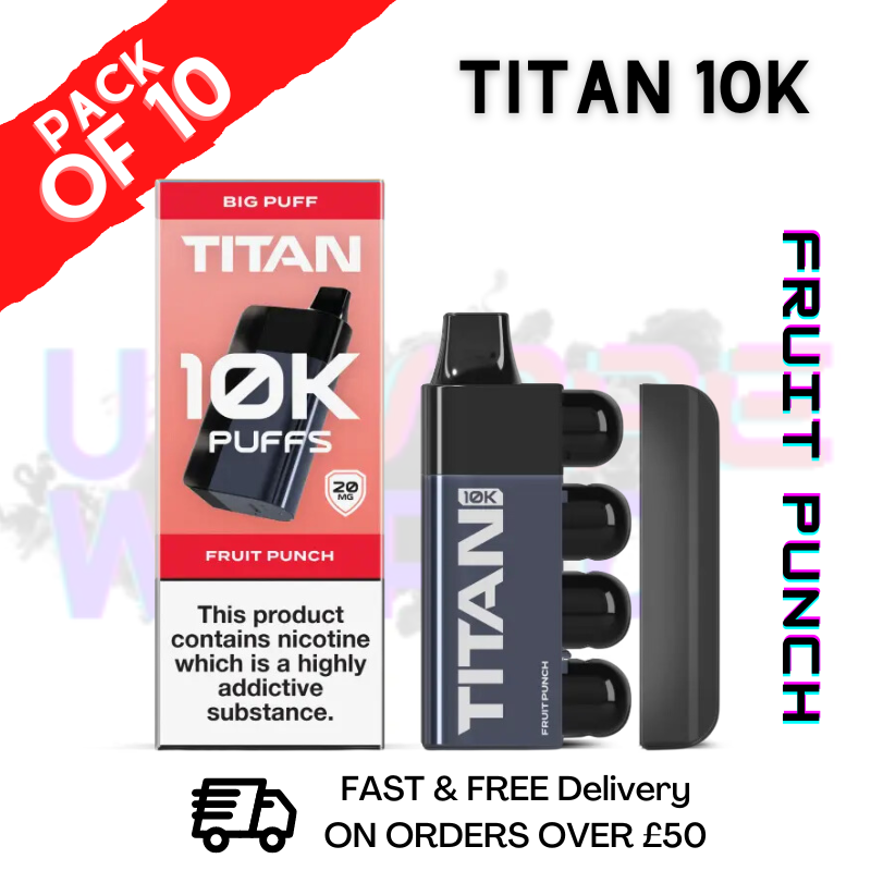 Fruit Punch - Titan 10K Prefilled Vape Kit Box Pack Of 10 Fruit Punch - Titan 10K Prefilled Vape Kit Box Pack Of 10