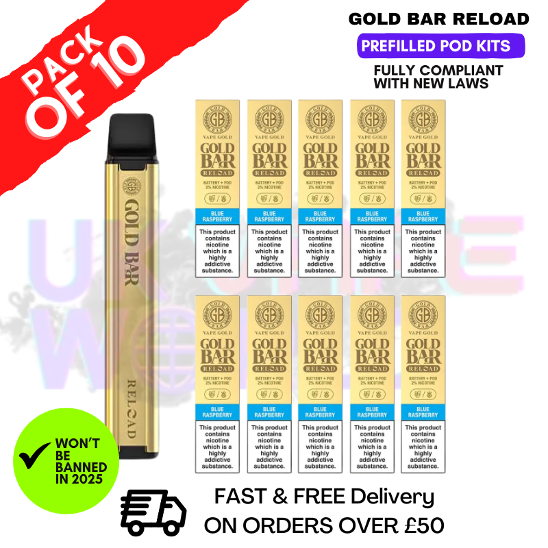 blue raspberry gold bar vape Blue Raspberry Gold Bar Reload Prefilled Pod Kit Box of 10