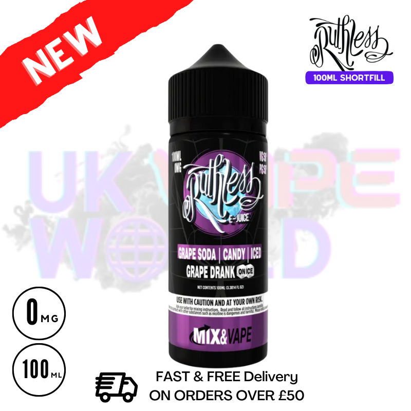 Grape Drank On Ice Ruthless 100ml shortfill e liquid - 7.99 Grape Drank On Ice Ruthless 100ml shortfill e liquid - 7.99