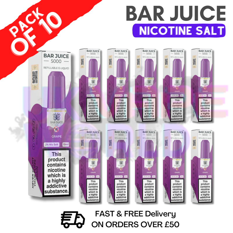 Shop Grape Bar Juice 5000 Nic Salt | Box of 10 | ONLY £15.99 - UK Vape World