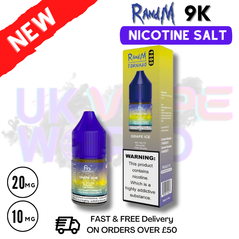 Shop Grape ICE RandM Tornado 9000 Nic Salt 10ml eLiquid - UK Vape World