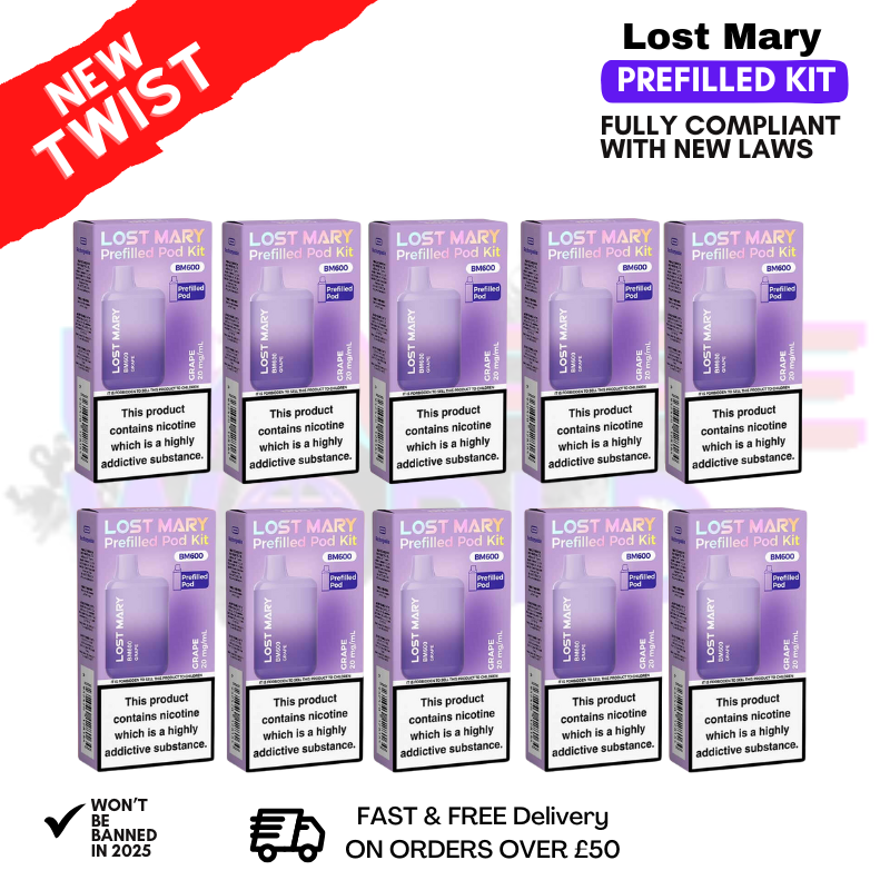 Grape Lost Mary 600 Puff Bars Pack Of 10