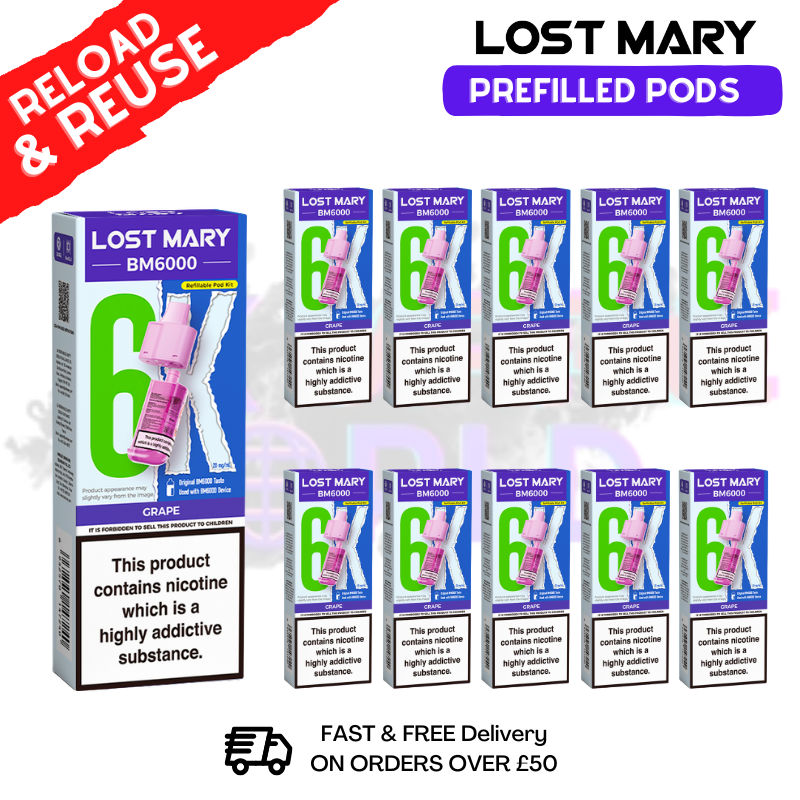 Grape Lost Mary BM6000 Replacement Pods BOX OF 10 Grape Lost Mary BM6000 Replacement Pods BOX OF 10