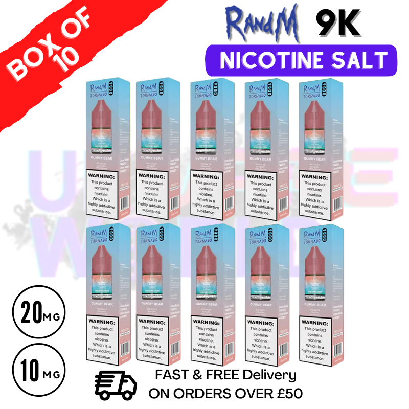 Gummy Bear RandM 9000 Tornado Nic Salt Pack / Box of 10 - £16.99