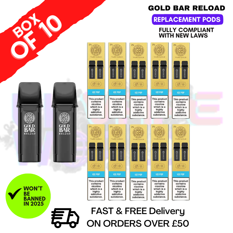 Shop ICE POP Gold Bar Reload Prefilled Pods Box of 10 - UK Vape World