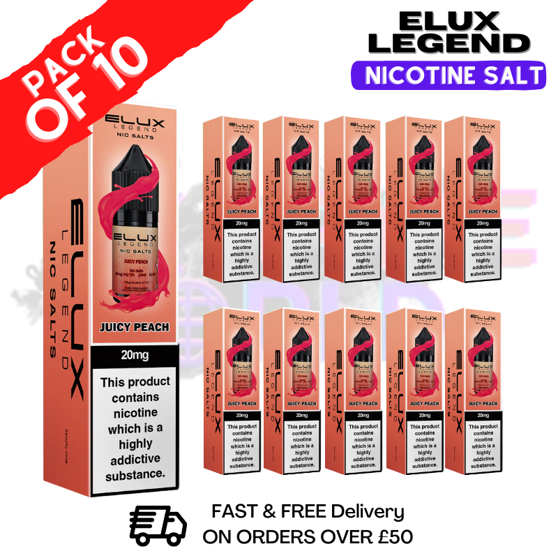 Juicy Peach Elux Legend Nic Salt BOX OF 10