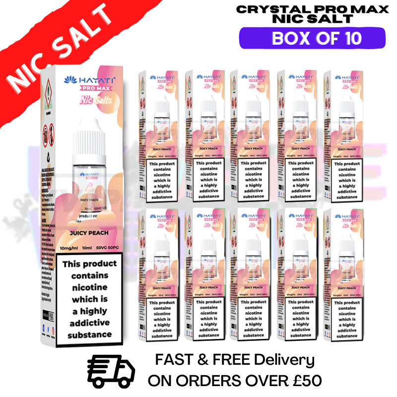 Juicy Peach Hayati Crystal Bar Pro Max Pack Box Of 10 Nic Salts Juicy Peach Hayati Crystal Bar Pro Max Pack Box Of 10 Nic Salts