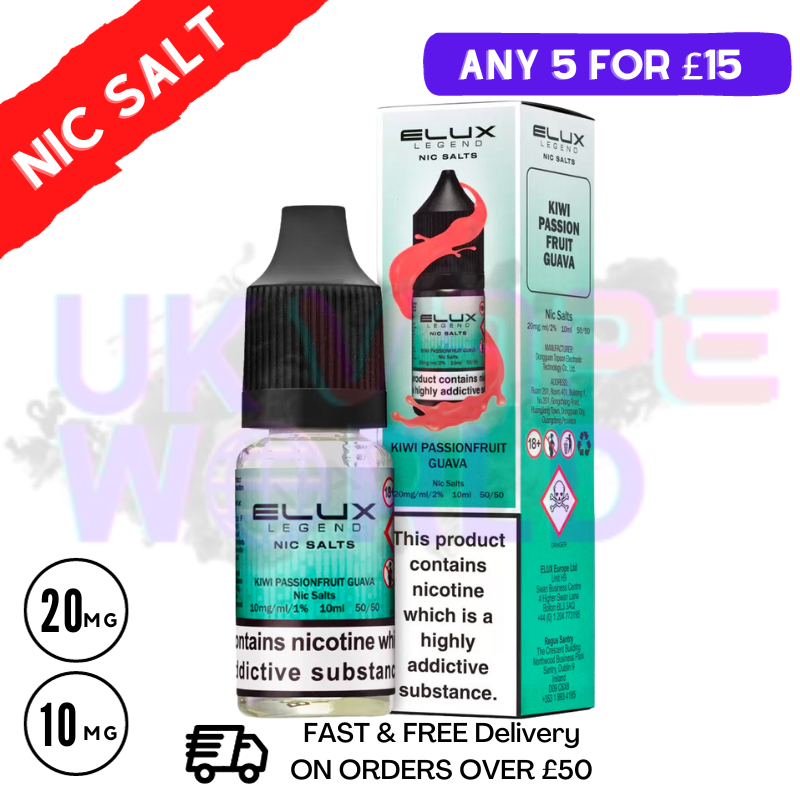 Kiwi Passionfruit Guava Elux Legend Nic Salt 10ML eLiquid