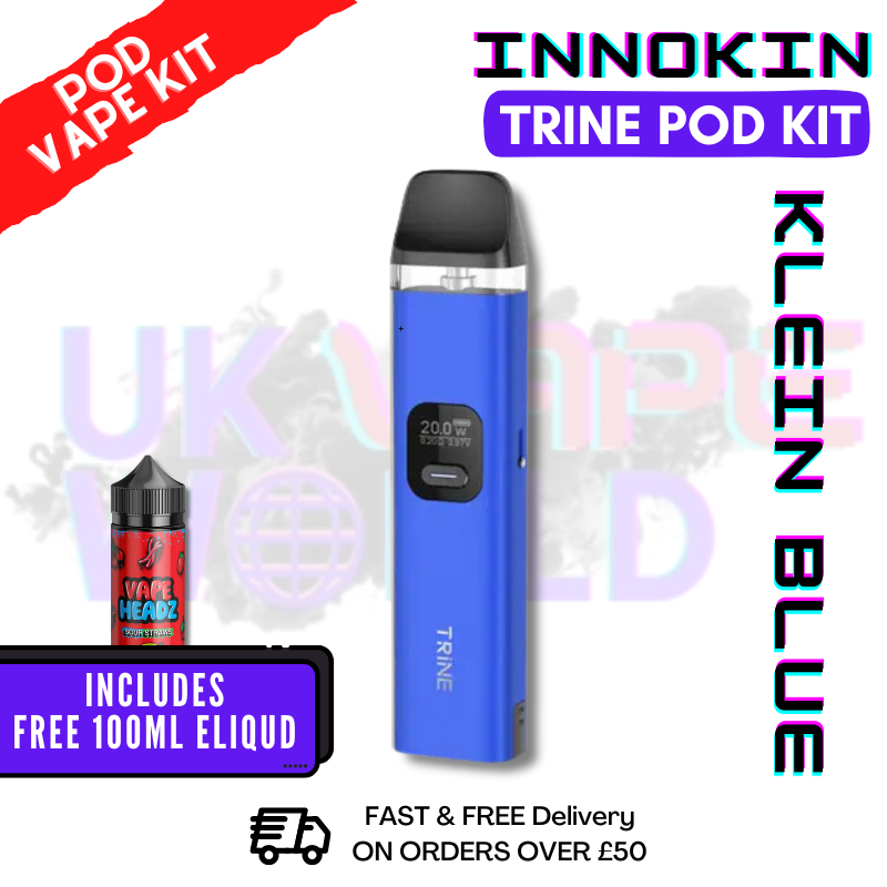 Klein Blue Innokin Trine Pod Vape Kit + FREE 100ML Eliquid Klein Blue Innokin Trine Pod Vape Kit + FREE 100ML Eliquid