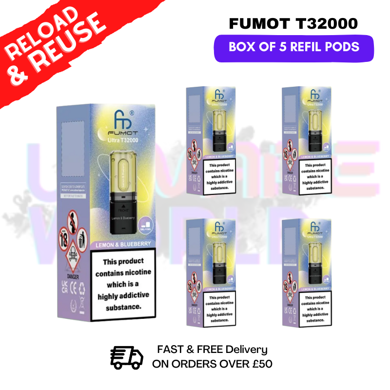 Lemon Blueberry Fumot T32000 REPLACEMENT PODS - BOX OF 5 - UKVAPEWORLD