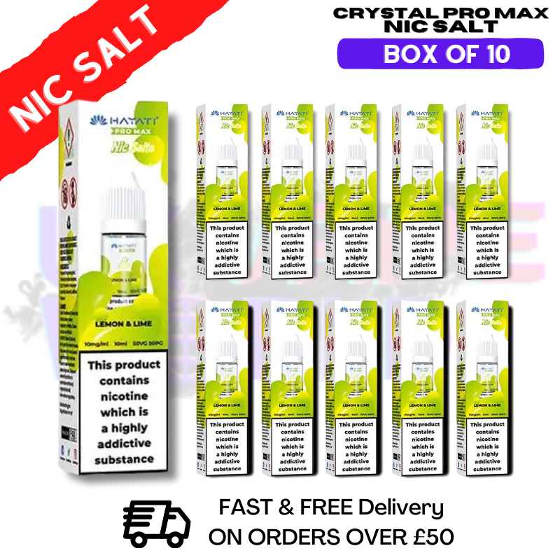 Fresh Mint Hayati Crystal Pro Max Nic Salt E-Liquid Pack of 10 Lemon Lime Hayati  Crystal Bar Pro Max Pack Box Of 10 Nic Salts