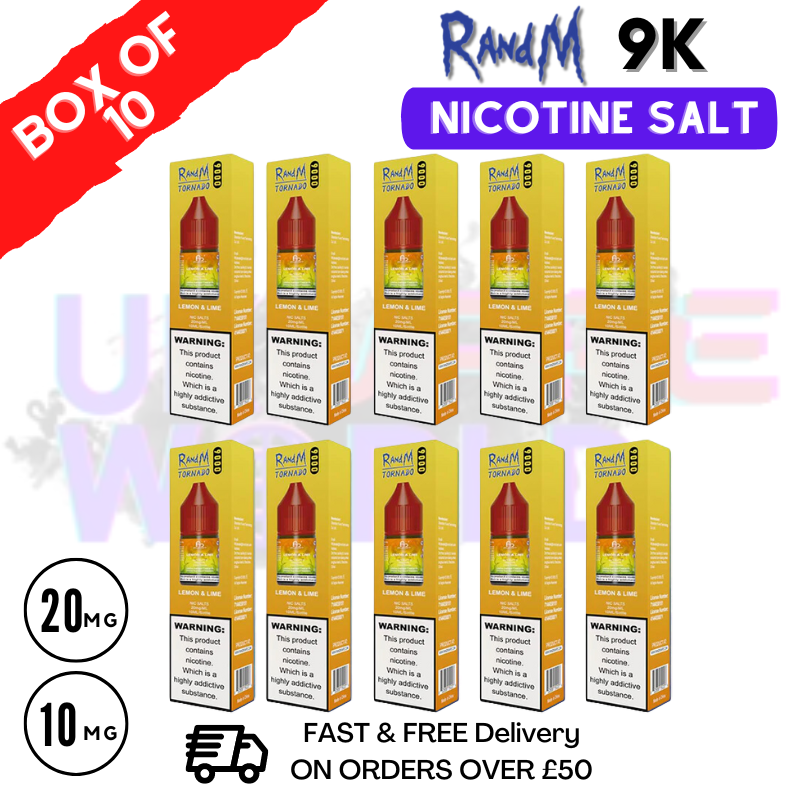 Shop Lemon lime RandM 9000 Tornado Nic Salt Pack / Box of 10 - £16.99 - UK Vape World