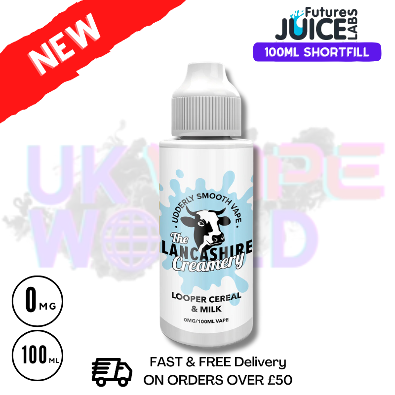 The Lancashire Creamery Looper Cereal And Milk Eliquid 100ml The Lancashire Creamery Looper Cereal And Milk Eliquid 100ml