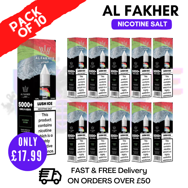 Shop Lush ICE Al Fakher 5000+ Nic Salt BOX OF 10 - UK Vape World