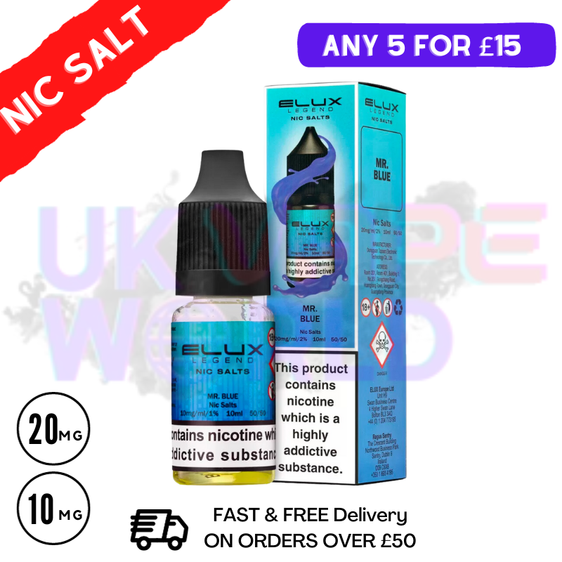 MR Blue Elux Legend Nic Salt 10ML eLiquid - UK Vape World