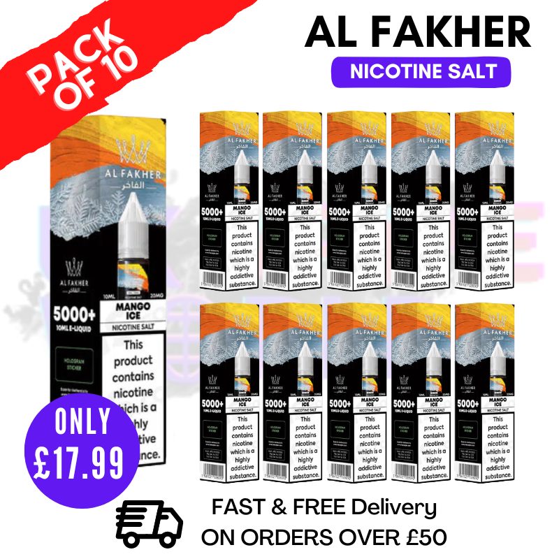Shop Mango ICE Al Fakher 5000+ Nic Salt BOX OF 10 - UK Vape World