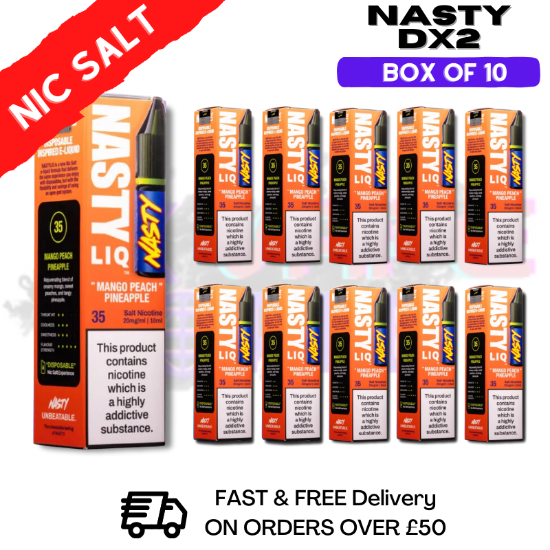 Nasty Dx2 Disposable Vape Mango Peach Pineapple NastyLiq Nic Salt Box Of 10 Nasty Bar DX2 Nasty Dx2 Disposable Vape Mango Peach Pineapple NastyLiq Nic Salt Box Of 10 Nasty Bar DX2