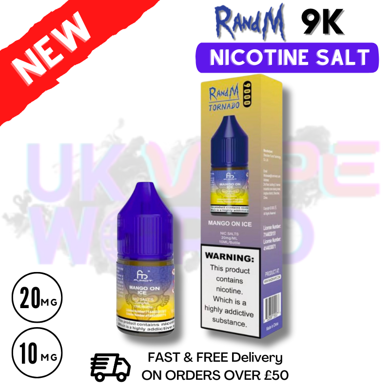 Mango On ICE RandM Tornado 9000 Nic Salt 10ml eLiquid
