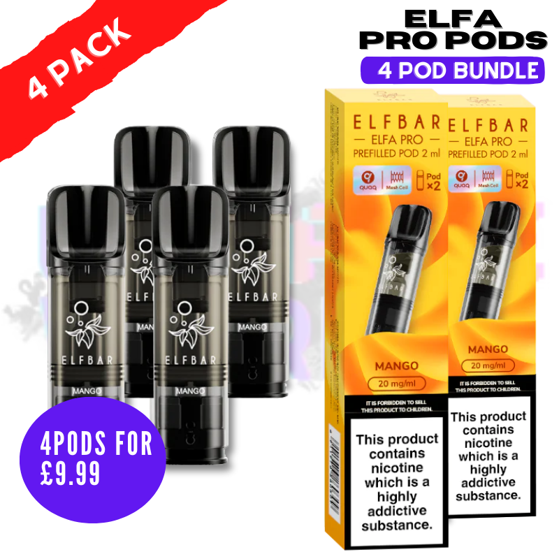 Buy Online Mango ELFA Pro Pods - Pack Of 4 PODS - UK Vape World