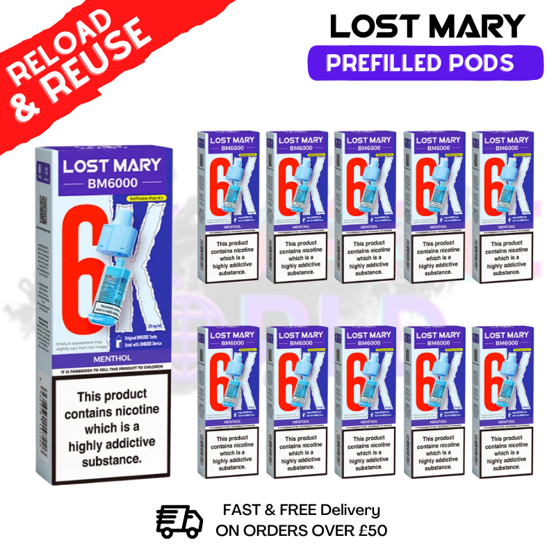 Menthol Lost Mary BM6000 Replacement Pods BOX OF 10 Menthol Lost Mary BM6000 Replacement Pods BOX OF 10