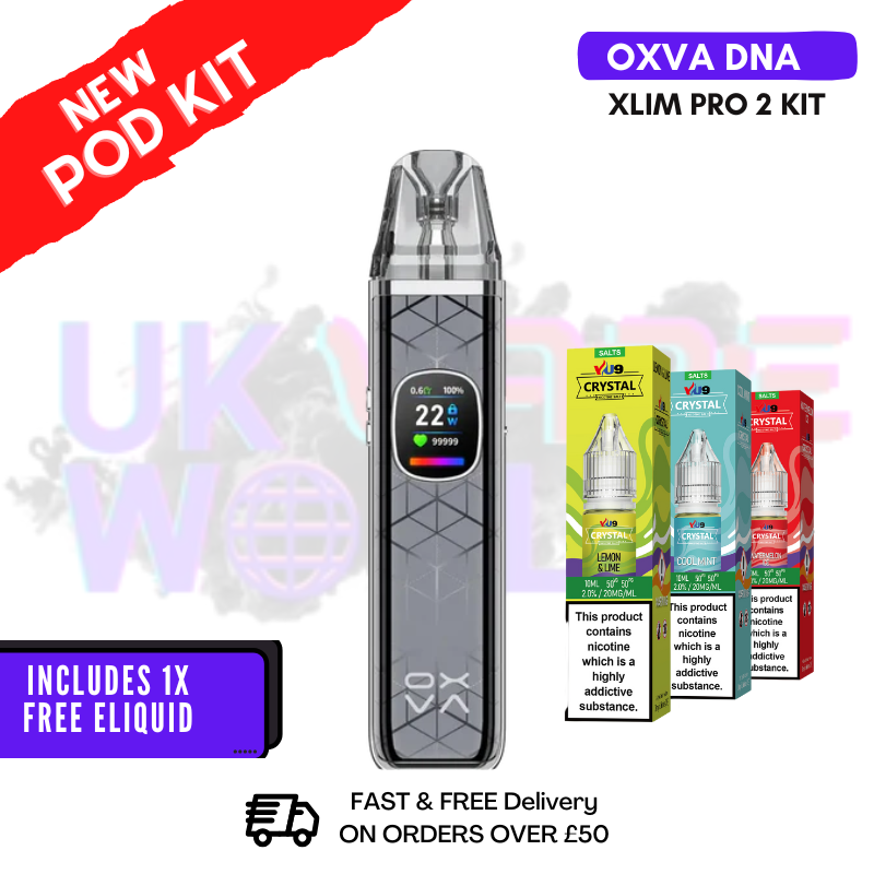 oxva xlim pro 2 dna nebula grey Nebula Gray Oxva Xlim Pro 2 DNA Pod Kit + FREE NIC SALT