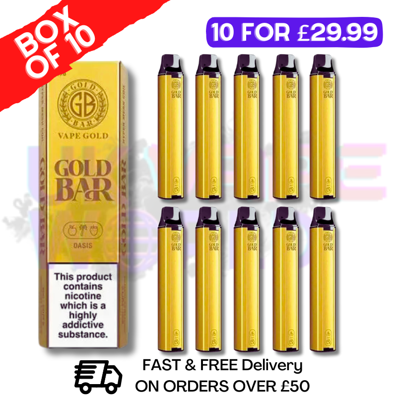 Oasis - Gold Bar 600Puff Box of 10 Oasis - Gold Bar 600Puff Box of 10