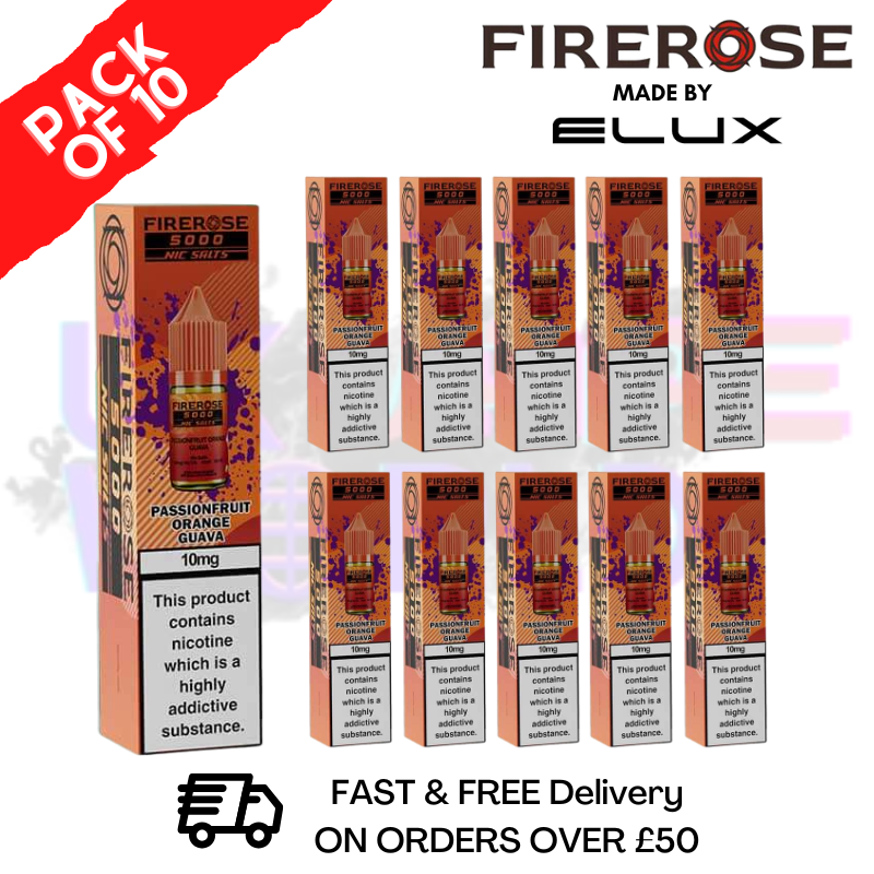 shop Passionfruit Orange Guava Firerose 5000 Nic Salt Box Of 10 - ukvapeworld