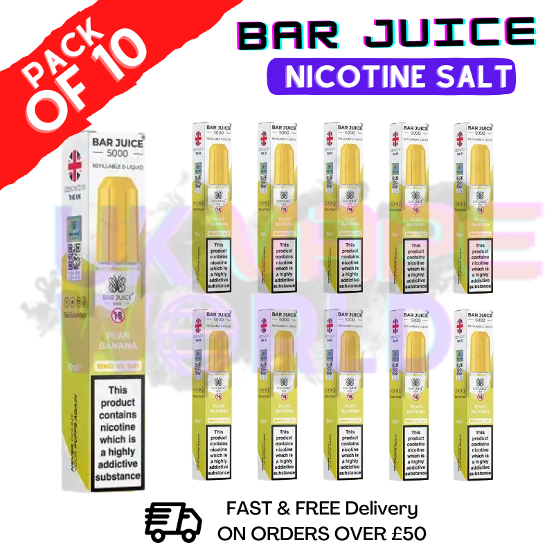 Pear Banana Bar Juice 5000 Nic Salt | Box of 10 | ONLY 13.99 Pear Banana Bar Juice 5000 Nic Salt | Box of 10 | ONLY 13.99