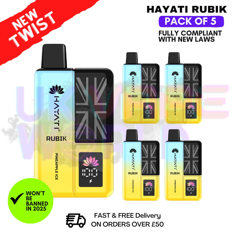 hayati rubik disposable vape Hayati Rubik 7000 Puff Pineapple ICE [PACK OF 5]