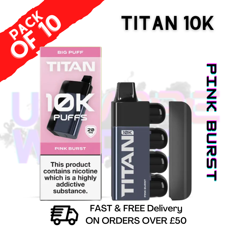 Pink Burst Titan 10K Prefilled Vape Kit Box Pack Of 10 Pink Burst Titan 10K Prefilled Vape Kit Box Pack Of 10